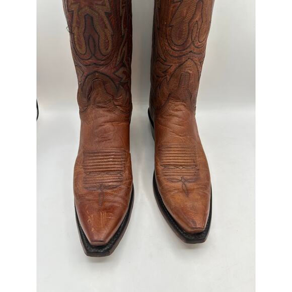 Lucchese 1883  Tan Brown Mad Dog Goat Western women’s 8 B Boots  Snip Toe - Picture 3 of 13